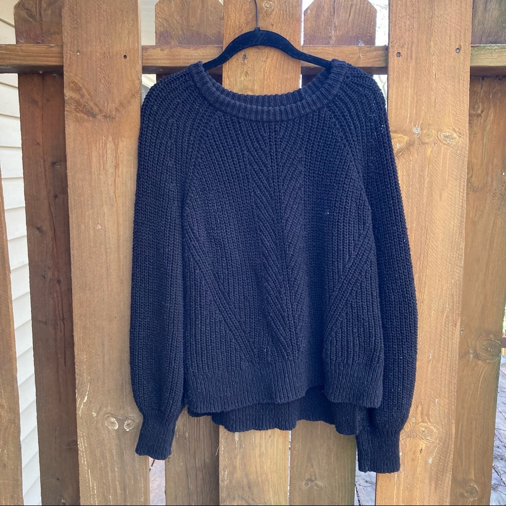 Madewell Black Balloon-Sleeve Pullover Sweater Size M